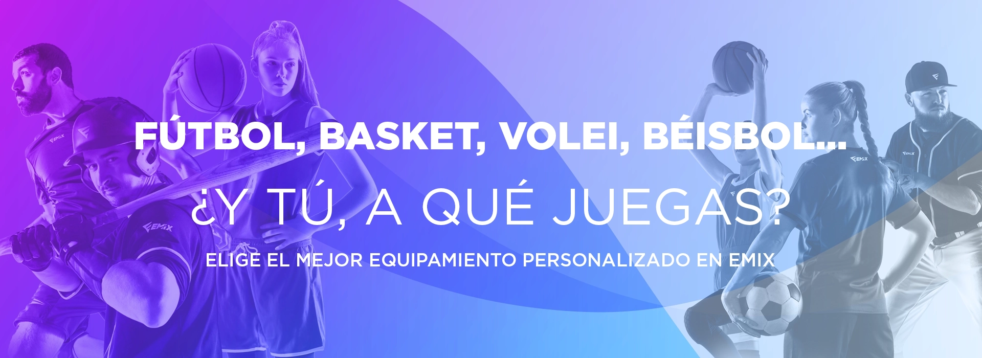slider tres de tres donde anunciamos que realizamos equipamientos deportivos personalizados para diversos deportes