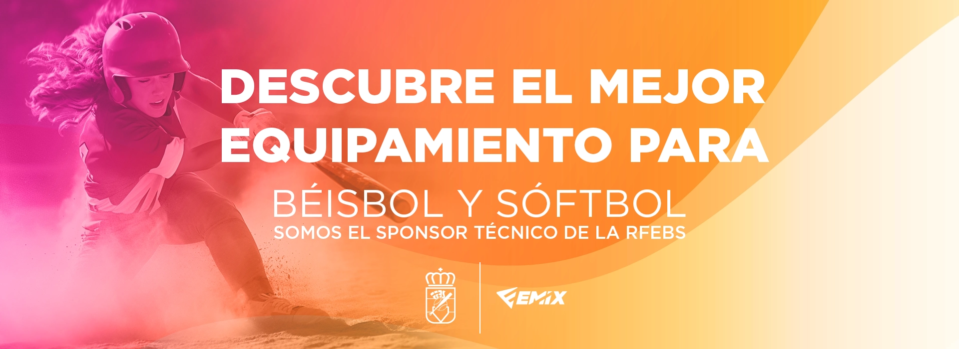 Slider dos de tres donde anunciamos que somos el sponsor técnico de la real federación española de béisbol y sóftbol